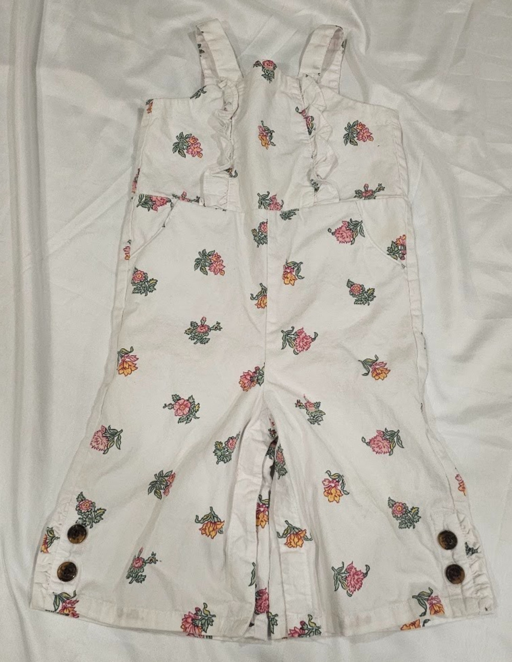 Girls Janie And Jack Romper Overalls Flowers sleeveless 12-18 Months